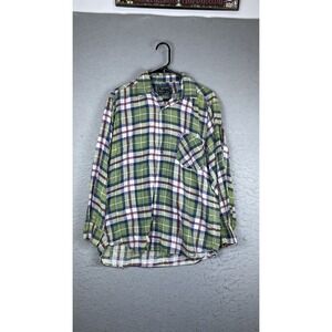 National Shirt Mens Medium Plaid Flannel Long Sleeve Button Front Casual